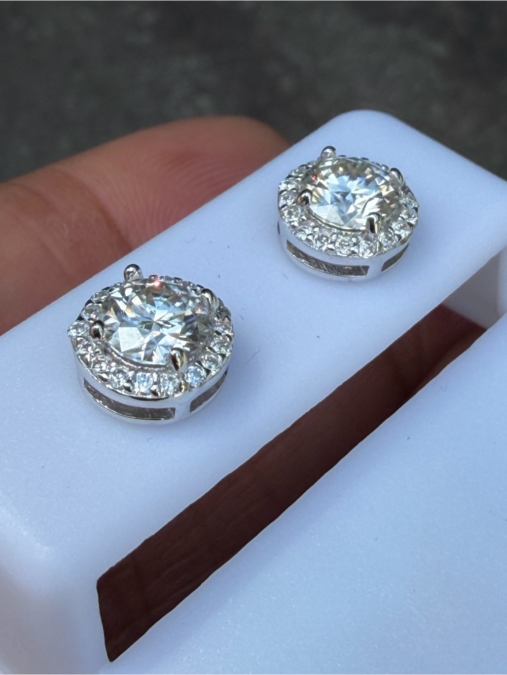 Sterling Silver 1.42 CTW Moissanite Halo Stud Earrings | VVS D Color